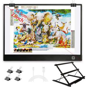 WELZK Diamond Painting Light Board A3, with Large Metal Stand, L:18.5 × W:13.6 inchs Large Diamond Painting Light Pad, Dimmable Diamond Art Light Board