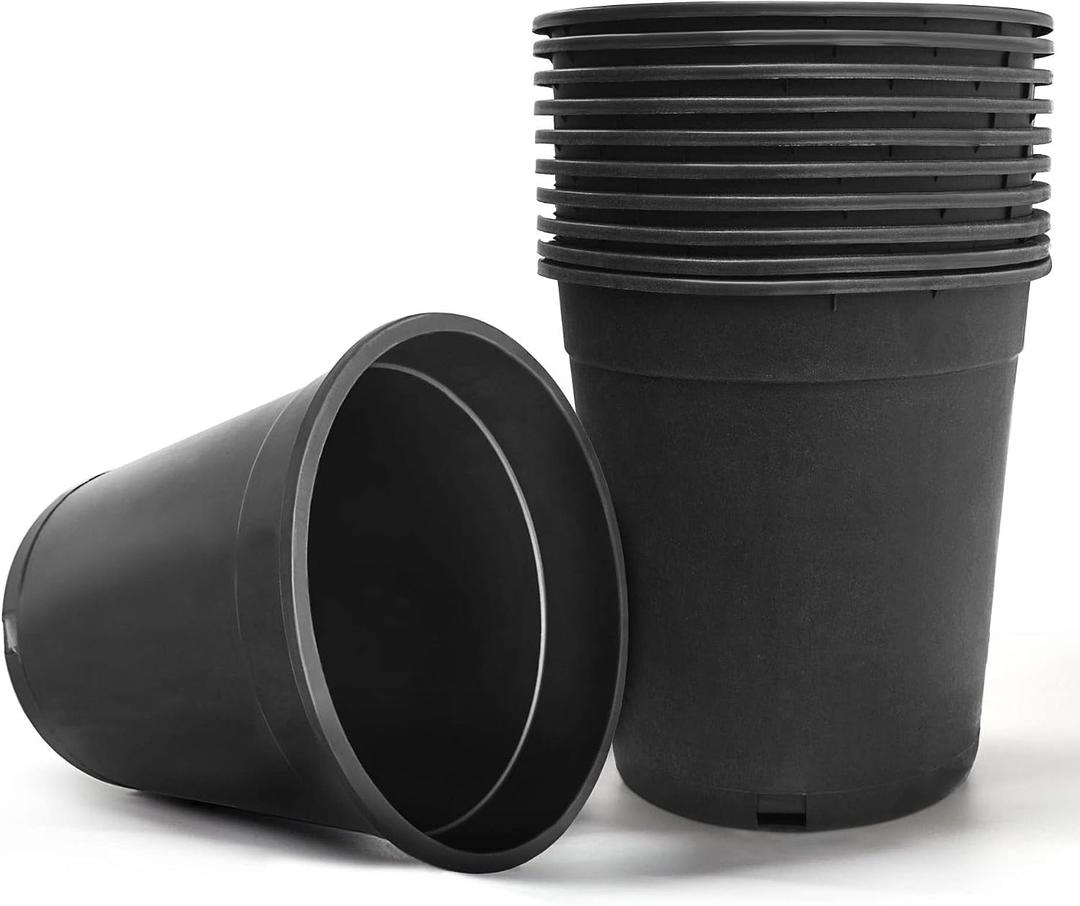 HOSTIC 5 Gallon Flexible Nursery Pots Gallon Pot with Drainage Holes Plastic Plant Container Suitable for Indoor Outdoor Vegetables Flowers Plants 10 PCS