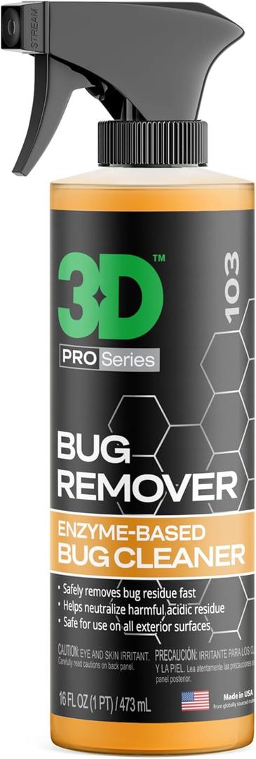 3D Bug Remover - All Purpose Exterior Cleaner & Degreaser to Wipe Away Bugs on Plastic, Rubber, Metal, Chrome, Aluminum, Windows & Mirrors, Suitable for use on Car Paint, Wax & Clear Coat (16 Fl Oz (Pack of 1))