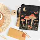 Doginthehole Cute Mushroom Butterfly Book Sleeve for Book Lovers with Strap Washable Fabric Book Protector Pouch Paperback Hardcover Book Cover Zipper Storage Bag for Teen Adult Book Lover