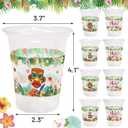 WorldBazaar 100 Pack Hawaiian Luau Plastic Cups 12oz Summer Tiki Disposable Party Drink Cups Tropical Beach Pool BBQ Birthday Christmas Party Supplies, 4 inches x 3.7 inches
