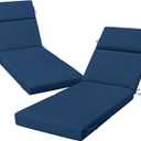 2 Pack Blue Outdoor Chaise Lounge Cushions, 72x21x3 in, 2Pcs
