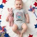 Habudda 4th of July Baby Outfit 250 Anniversary Independence Day Newborn Infant Bodysuit USA Flag Patriotic Short Sleeve 0‑6M