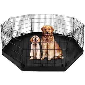 PJYuCien Dog Playpen - Metal Foldable Dog Exercise Pen, Pet Fence Puppy Crate Kennel Indoor Outdoor with 8 Panels 24H & Bottom Pad for Small Medium Pets