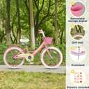Glerc Maggie Grils Bike, 20 Inch Kids Bicycle for 7-13 Years Old Chlidren, Princess Styles Kids Bikes with Rack & Basket & Kickstand, Pink & White