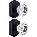 CLCTK 2 Pack Glass Dummy Door Knobs, Antique Inactive Crystal Half-Dummy Door Knobs for Hall and Closet, Matte Black