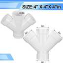 Pushglossy 1 Pcs 4 Inch Hub PVC DWV Double Wye Schedule 40 for Use in Sanitary Drainage, Waste and Ventilation (DWV), Sewer and Stormwater Applications, White