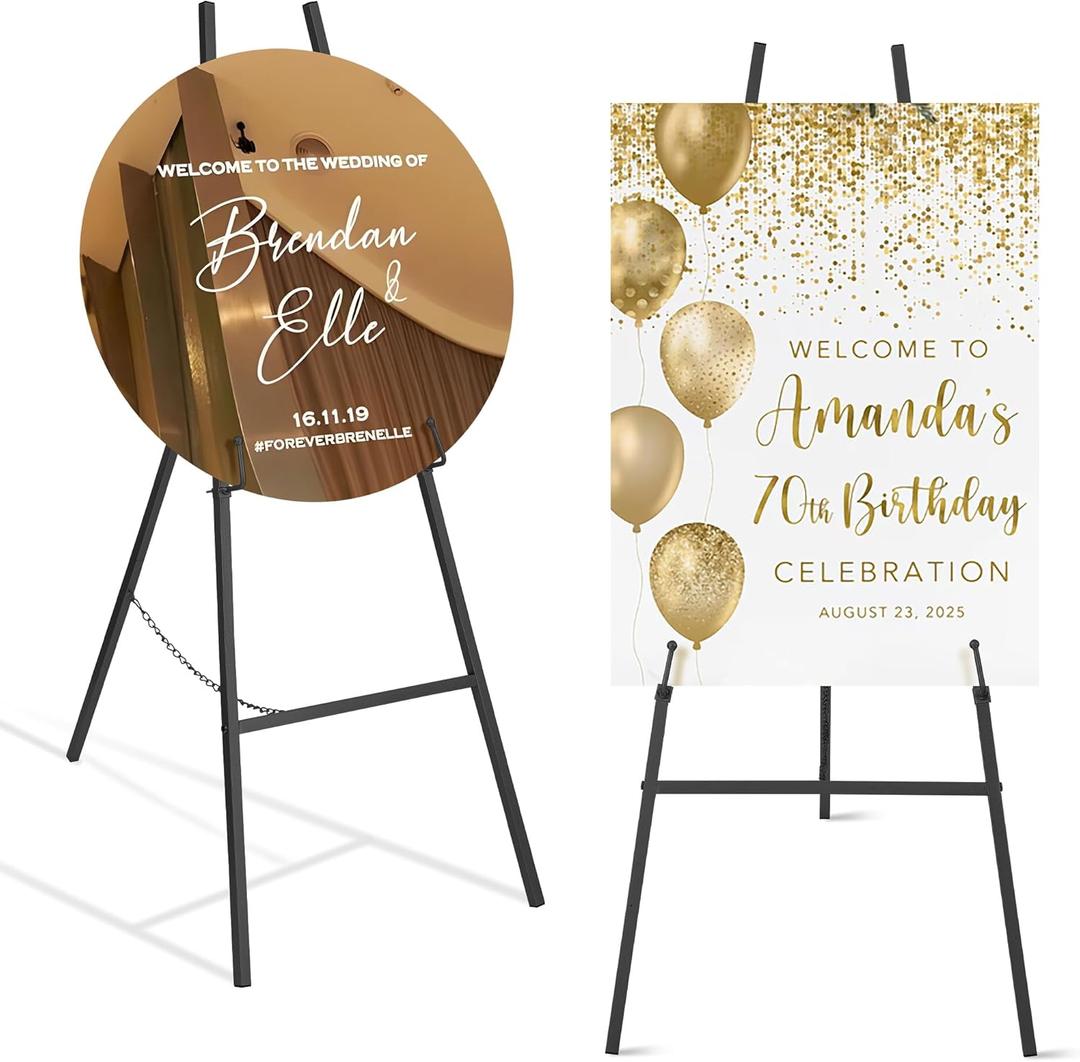 ARTASY 50" Black Easel Stand for Wedding Sign, Adjustable Metal Display Easel for Welcome Sign, Poster, Painting Canvas, Portable Large Artist Easel for Home and Office