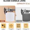 SHOWIN 12 OZ Thick Candle Jars for Making Candles 6 Pcs, Empty Jars with Wood Lids for Spice Jars, Sample Container, Matte White