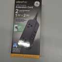 GE Flat Plug Power Strip Extension Cord with USB Ports, Travel Power Strip with 2 Outlets 3 USB Ports, Cruise Ship Essentials, 6 Ft Braided Small Extension Cord Flat Wall Plug, ETL Listed Black, 82586