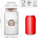 Custde Glass Storage Jars with Airtight Bamboo Lid, 35 FL oz - Decorative Food Canisters for Kitchen Counter, Ideal for Sugar, Coffee, Tea, Candy, Cookies (35oz Large Sunflower)