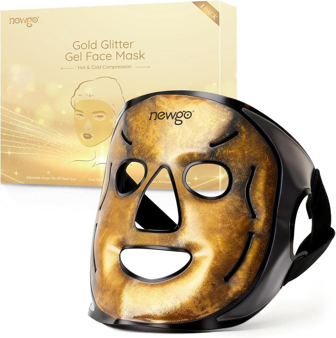 NEWGO Cooling Gel Ice Face Mask  Hot & Cold Therapy for Puffy Face, Dark Circles, Migraine Relief, Adjustable 3D Fit Facial Ice & Heat Mask for Stress, Headache, Post Laser, Skin Care