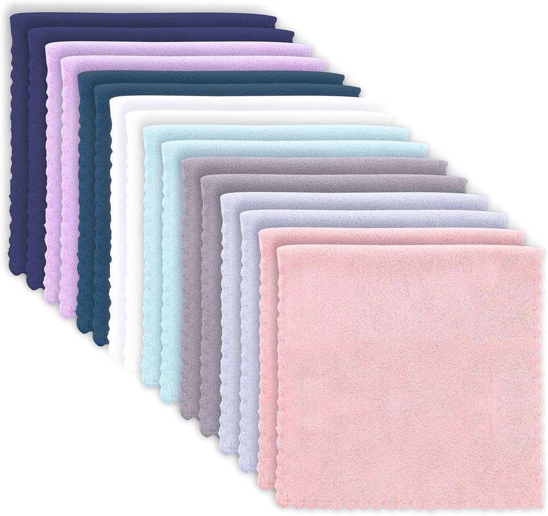 16 Pack Baby Washcloths burp cloths - 20" x 10" - Luxury Multicolor Coral Fleece - Extra Absorbent and Soft Wash Clothes for Newborns, Infants and Toddlers - Suitable for Sensitive Skin and New Born