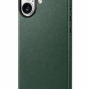 SHIELDON Case for iPhone 16 6.1" 2024, Genuine Leather Magnetic Wireless Charging Elegant Non-Slip Shockproof Protective Cover with Metal Buttons Compatible with iPhone 16 - Nappa Midnight Green