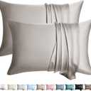 100% Silk Pillow Cases 2 Pack Queen Size Mulberry Silk Pillowcase for Hair and Skin Set of 2 Highest Grade 6A Silk Soft Breathable Cooling with Hidden Zipper, Grey (Gray)