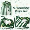 Giftdigger St Patricks Day Denim Vest for Men St Patricks Day Jacket Irish Denim Vest St.Patricks Sleeveless Jacket St.Patricks Costume Green,L