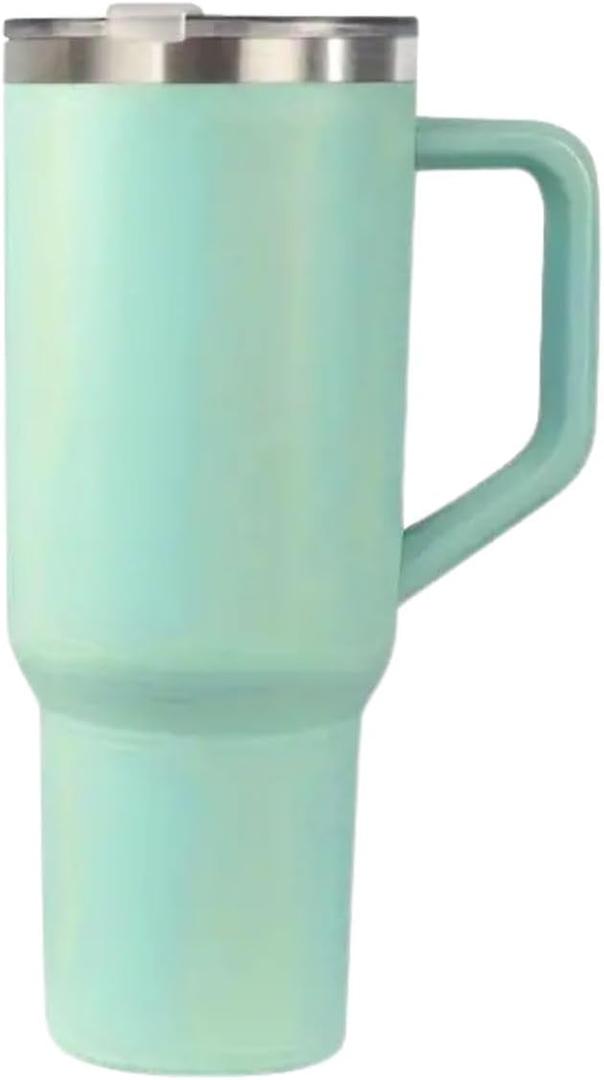 40oz Vacuum Insulated Tumbler - Large Capacity Stainless Steel Coffee Cup with Comfortable Handle, Perfect for Outdoor Camping, Driving, and Car Travel, Ideal Gift for Men and Women,Green