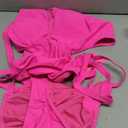 Tempt Me Women One Piece Sexy Mesh Swimsuit High Neck Halter Cutout Monokini Swimwear, M Size, Pink