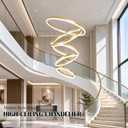 5 Rings Pendant Lights Modern Gold Led Chandelier Gold Modern Led Pendant Light Dimmable Height Adjustable Chandeliers for Dining Room Bedroom Entryway Living Room Foyer (3000K-6000K), 5Ring-23.6"