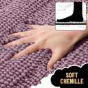 OLANLY Thick Small Bathroom Rugs 24x16, Extra Soft Absorbent Chenille Striped Bath Rugs, Rubber Backing, Machine Wash, Bath Mats for Bathroom Floor, Tub and Shower, Home Decor Accessories, Deep Plum