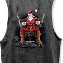 Workout Santa Claus Scoop Bottom Cotton Tank,Novelty Sleeveless T-Shirt,Fitness Heavy Duty Training Tank Top Black, L