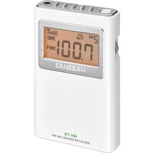 SANGEAN DT-160 AM/FM Stereo Pocket Radio with up to 100 Operating Hours on 2 AA Batteries (White)