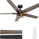 52 Inch Black Caged Ceiling Fans with Lights and Remote, Reversible, 3CCT, Dimmable, Noiseless, Double-Sided 5 Blades Ceiling Fan for Bedroom, Farmhouse, Living Room, No Light Bulbs Included
