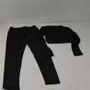 Kaximil Women's Workout Tracksuit 2 Piece Outfits Long Sleeve Crop Top High Waist Legging Pants Set (Black, Small)