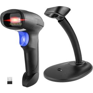 NetumScan Wireless Barcode Scanner with Stand, Portable Automatic Barcode Reader 2-in-1 (2.4G Wireless & USB 2.0 Wired QR Code Scanner for Warehouse POS and Computer (1D)