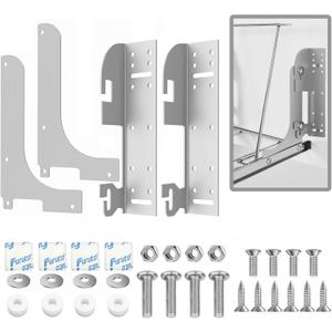 Pull Out Trash Can Cabinet Door Brackets, 5WB-DMKIT Cabinet Door Hinge Mount Kit, 6-Way Adjustable Heavy Duty Metal Brackets for Cabinet Organizers, Pullout Shelves, Trash Cans, RV Cabinets, Silver