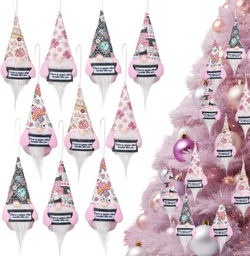 15 Set Gnome Tree Hanging Ornaments Gifts Bulk Pink Plush Hanging Tree Pendant Home Decoration for Holidays Party Favors, 5 Styles