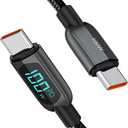 CableCreation Cable USB C a USB C de 6.6 pies PD de 100 W con pantalla LED, cable USB C duradero trenzado con pantalla de potencia para iPad Air, Pro, MacBook Pro, Galaxy S23/S22/S21 Pixel Steam Deck