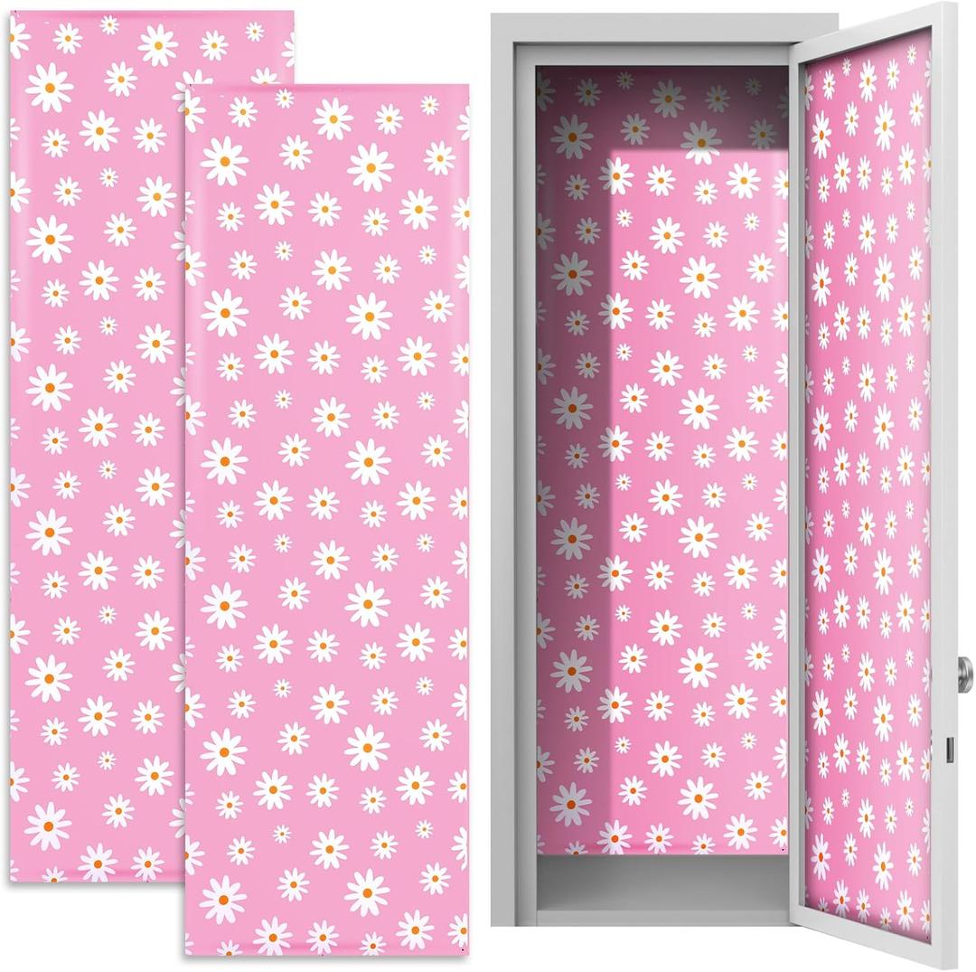 2 x Konohan 2 Pcs School Magnetic Wallpaper for Lockers 12" x 36" Removable Magnetic Wallpaper Decorative Locker Accessories for School University(Dasiy)