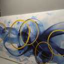 HKDGOKA Abstract Wall Art Living Room - Large Canvas Gold Blue Gradient Canvas Paintings Wall Artwork Modern Office Bedroom Pictures for Kitchen Bathroom Wall Decor 29x58 In