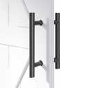 EaseLife 12" Push Pull Door Handle,Double Sided H Shape Sliding Door Handle,Matte Black,Stainless Steel,Fit for Glass Door Wooden Door