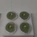 Rhytsing Set of 4 Sage Green Flamless LED Votive Candles Dia 2.8" with Reflective Wax Oil Surface for Spring and Summer, Wax Battery Operated Candles with Timer for Christmas Wreath - H 1.2"