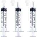 5mL Syringe for Liquid, Food, Oral, Scientific Labs, Measurement, Dispensing, Press-In Adapter, Craft, Big Tip with Cap- 3 Pack 5ml Syringes with tsp & mL Measurement