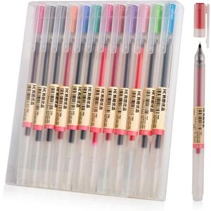 Premium Gel Ink Ball Point Pen, [0.5mm] Fine Point Color Pens, Smooth Writing Gel Pen for Office School Stationery Supply (12 ct/Colorful)