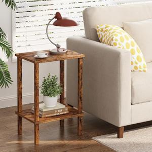 TUTOTAK End Table, Side Table, Nightstand, 2-Tier Storage Shelf, Sofa Side Table for Small Space, Living Room, Bed Room, Brown TB01BB034C