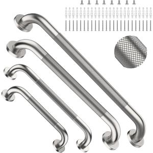 Brushed Nickel Grab Bar 4-Pack, Anti-Slip Bathroom Safety Rail