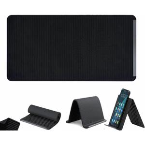 Flexible Silicone Phone Stand with Aluminum,Adjustable Foldable Silicone Phone Stand, Portable Multi-Angle Anti-Slip Holder for Phones, Tablets, Rollable Design for Home or Office (Black)