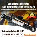 Kingway Hydraulic Top Link Cat. 1-1 with Locking Block Min. 18 1/8 Max. 26 3/8 with 2 x Hoses Stroke. 8 1/4" - 7800 lbs Push Force, 5000 lbs Pull Force, Dual Check Valves