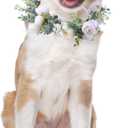 Honoson Dog Wedding Flower Collar Dog Wedding Outfit Puppy Floral Attire Collars Flowers Wreath Photo Prop Accessories for Female Male Puppy Cats Pet(Medium)