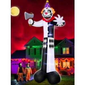 TURNMEON 12 Ft Giant Halloween Inflatables Decorations Outdoor Scary Clown Hold Axe Blow Up Build-in LED Lights Inflatable Halloween Outdoor Yard Decors for Garden Lawn Home Holiday Party Outside