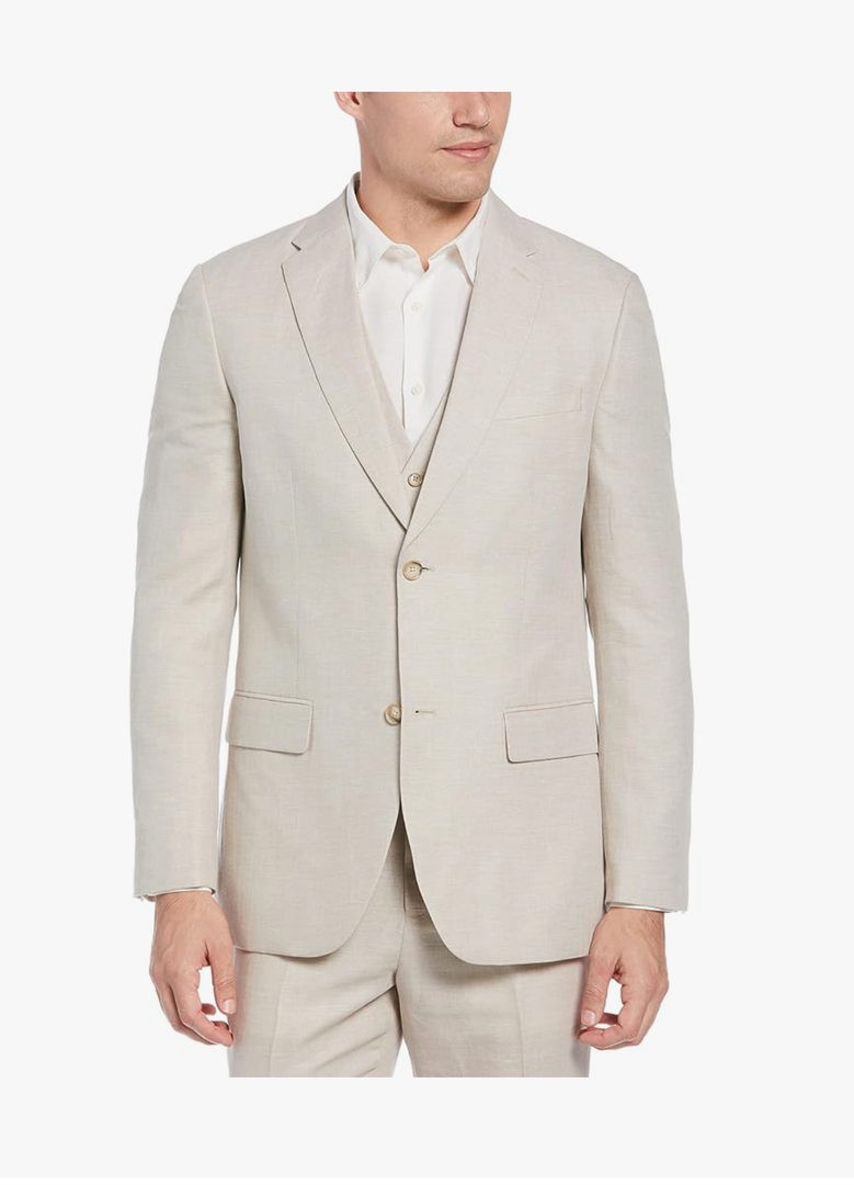 Coconut Grove Men's Regular Fit Linen-Blend Suit Jacket with Chest Pocket 48LG