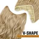 FAVE 20 Inches Clip in Extensions V Part Hair Extension Synthetic One Piece Extensions for Women Wavy Clip in Hair Extensions Dirty Blonde Highlight Hair Extensions for Daily Use