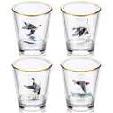 Patelai 4 Pieces Waterfowl Shot Glasses 2 oz Waterfowl Glasses Christmas Drinking Cups Duck Present Mug Xmas Funny Clear Mug Glass for Women Men, 4 Styles