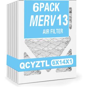 Upgraded 6x14x1 MERV 13 furnace replacement filter,household air conditioning and air conditioning HVAC filter replacement,6 pack