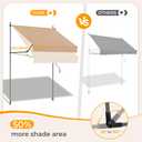 HOMEDEMO Manual Retractable Awning, 138" W x 118" H Foldable Side Bar 30-180, Outdoor Patio Awnings Height Adjustable 82-118", NO Drilling Awings for Backyard Garden Porch Outside Camel