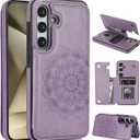 NKECXKJ Design for Galaxy S24 5G Case with Credit Card Holder Slot PU Leather Wallet Phone Cases Stand Kickstand Durable Shockproof Protective Cover for Samsung S 24 Women Men 6.1 inch Purple